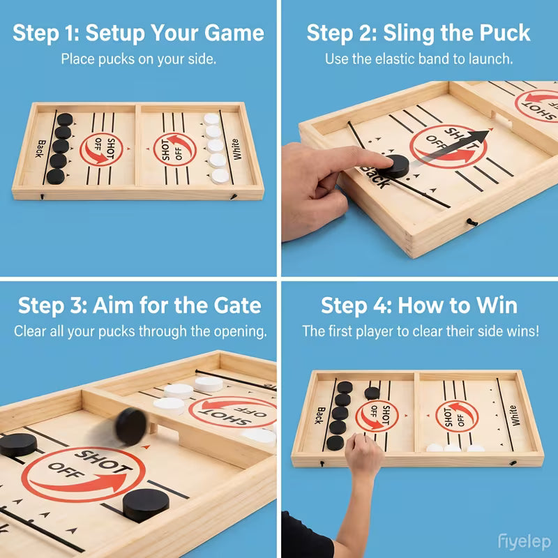 Wooden Quick Sling Hockey Board Game