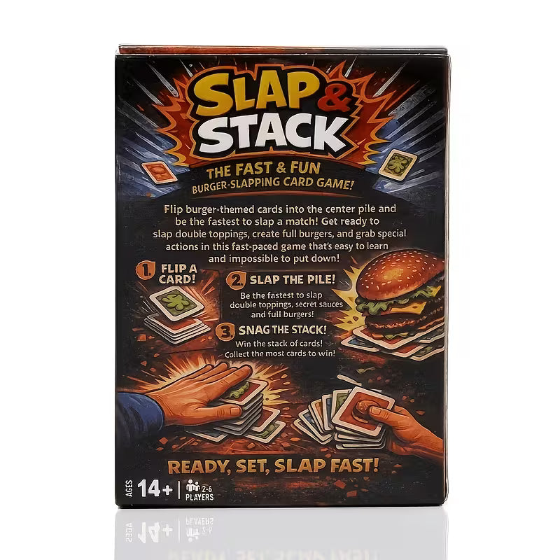 SLAP And STACK Mini Burger Card Game - Fast-Paced Slap And Stack Strategy Suitable for Family Game Nights, Tabletop Board Game