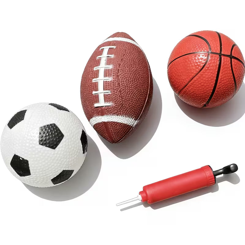 3 Kinds of Ball Toy Ball Combination Set, Small Basketball, Football, Rugby