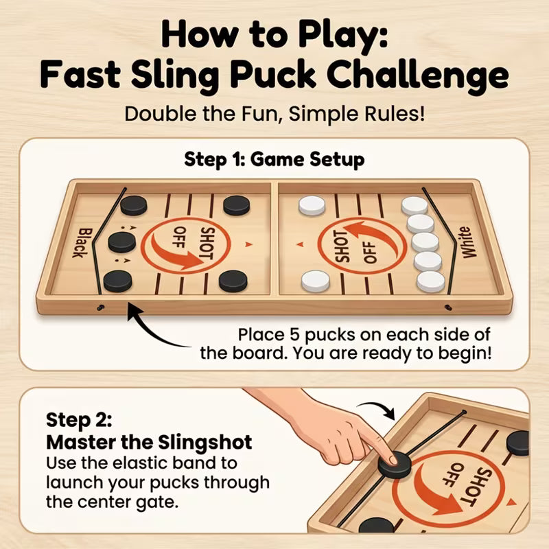 Wooden Quick Sling Hockey Board Game