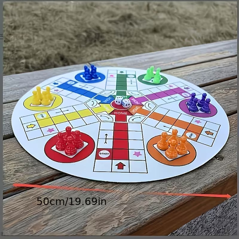 19.69inch 6-Person Rudo Flying Rubber Chessboard Set, Includes: 19.69inch Large Round Board And 24pcs Chess Pieces in 6 Colors