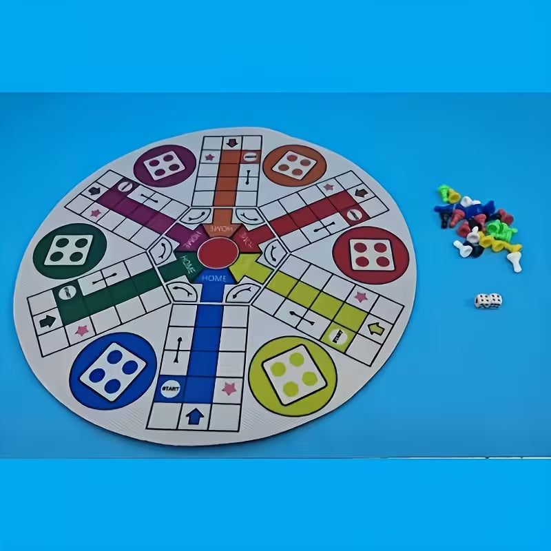 19.69inch 6-Person Rudo Flying Rubber Chessboard Set, Includes: 19.69inch Large Round Board And 24pcs Chess Pieces in 6 Colors